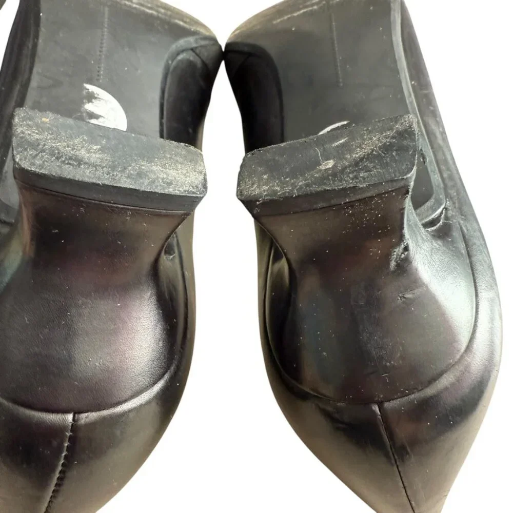 Stuart Weitzman Flip Leather Heels Women 9 Brown‎ Business Officecore